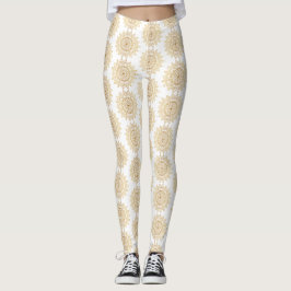 Braun Mandala Muster auf weißem Hintergrund Elegan Leggings