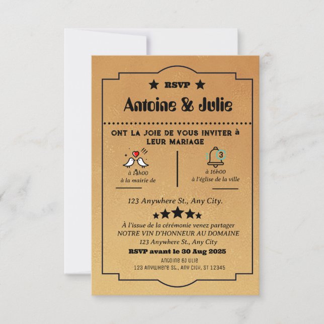 Braun-Minimal-Hochzeit RSVP Karte (Vorderseite)