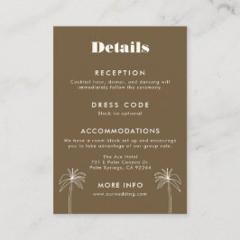 Braun-Minimalistisch-Tropen-Hochzeit Begleitkarte
