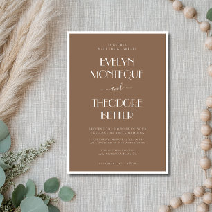 Braun-minimalistische formelle Hochzeit im Stil de Einladung