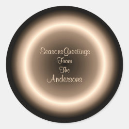 Braun mit cremefarbenem illuminiertem Circle Xmas  Runder Aufkleber