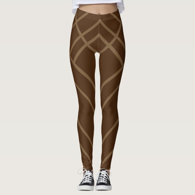 Braun mit goldenen Streifen Leggings (Vorderseite)