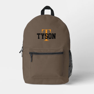 Braun mit individuellem Namen für Kinder oder Teen Bedruckter Rucksack