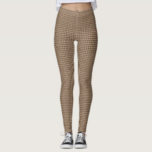 Braun mit Rose Gold Accent Hahnentrittmuster Leggi Leggings