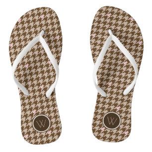Braun mit Rose Gold Akzent Hahnentrittmuster Flip Flops