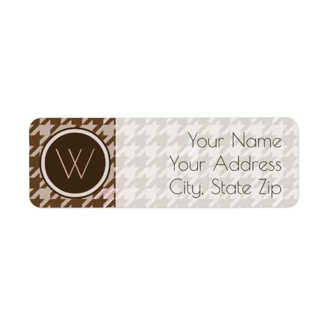 Braun mit Rose Gold Hahnentrittmuster-Adressetiket (Vorne)