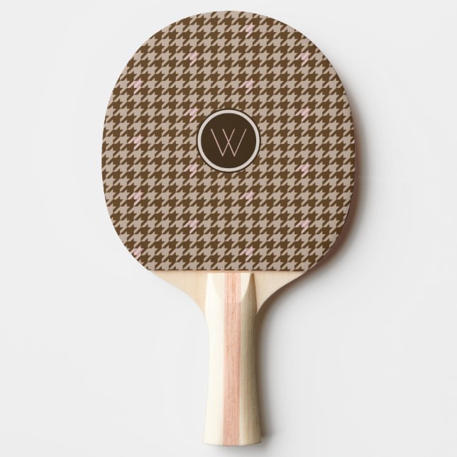 Braun mit Rose Gold Hahnentrittmuster Ping Pong Pa Tischtennis Schläger (Vorderseite)