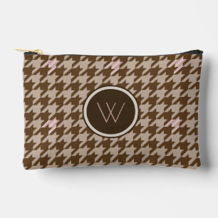 Braun mit Roségold-Akzent Houndstooth Zubehörtasche