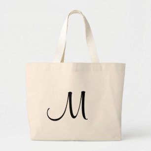 Braun mit schwarzem Monogramm Jumbo Stoffbeutel