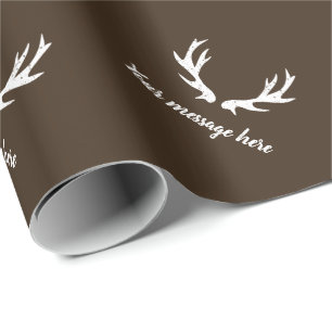 Braun mit Vintage-Landhaus-Thema Hirschgeweih Jagd Geschenkpapier