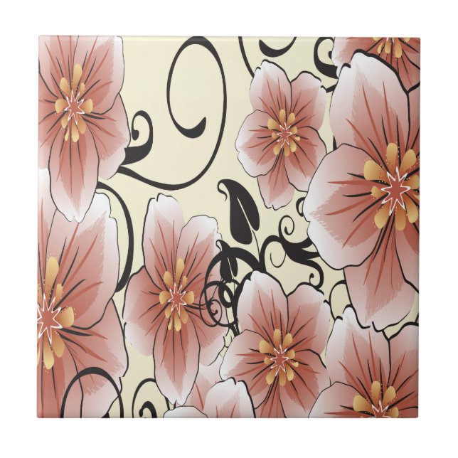 Braun Moderne Blume Fliese (Vorderseite)