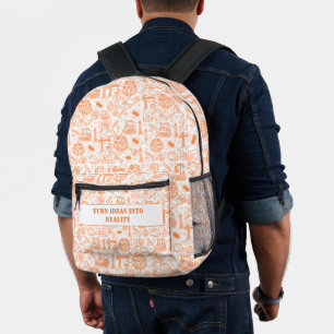 Braun moderner Architectural Blueprint Engineer Bedruckter Rucksack