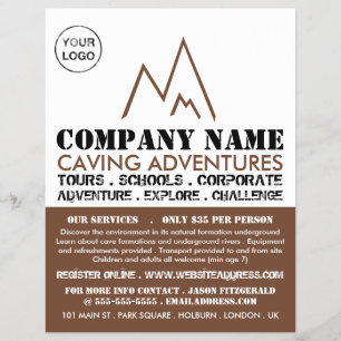 Braun Mountain Logo, Werbung für Höhlenabenteuer Flyer