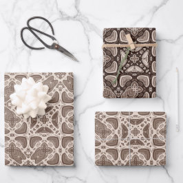 Braun Muster Geschenkpapier Set