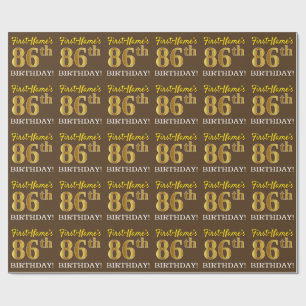 Braun, Nachahmung Gold sehen "86. GEBURTSTAG" aus Geschenkpapier