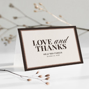 Braun Neutral Klassische Luxus-Hochzeit Dankeskarte