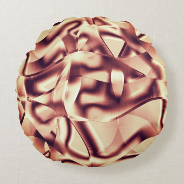 Braun- oder bordeauxrot, beige rundes kissen (Vorderseite)