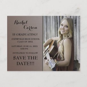 Braun Ombre' Save the Date Foto Abschlussfeier Ankündigungspostkarte