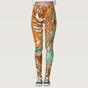 Braun, Orange, Boho Abstrakt Leggings