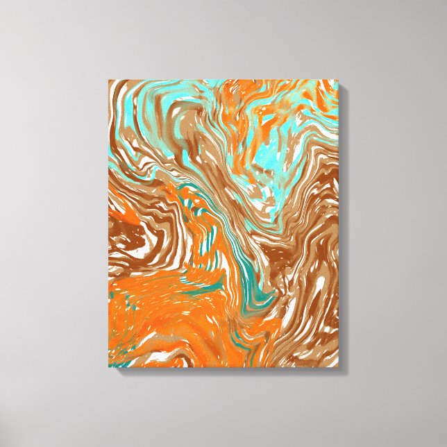 Braun, Orange, Boho Abstrakt Leinwanddruck (Vorderseite)
