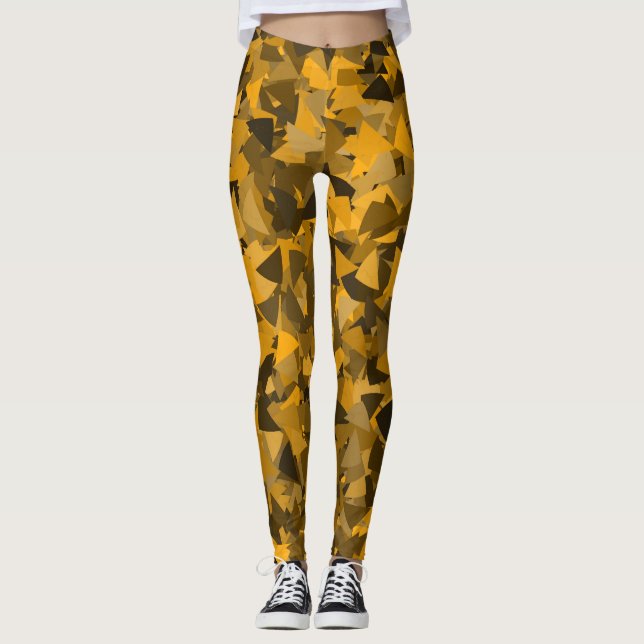 Braun Orange Dreieck Muster Leggings (Vorderseite)