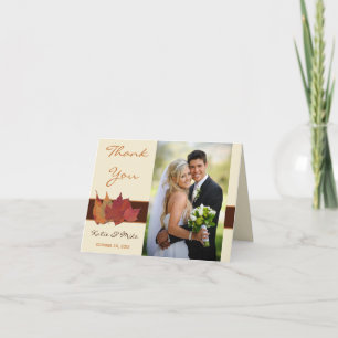 Braun Orange Elfenbein Trockenblätter Danksagungsk Dankeskarte