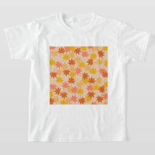 Braun Orange Herbst Blumenblätter Y2K Muster T-Shirt