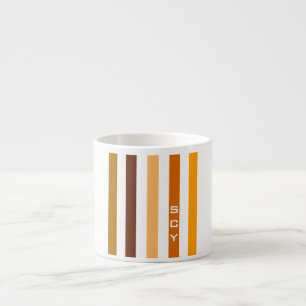 Braun Orange Vertikale Streifen Monogramm Espressotasse