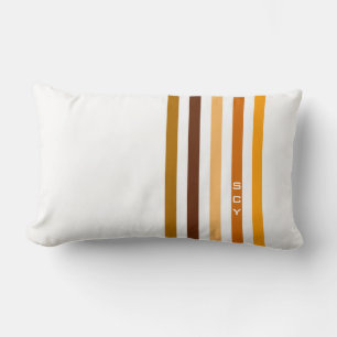 Braun Orange Vertikale Streifen Monogramm Lendenkissen