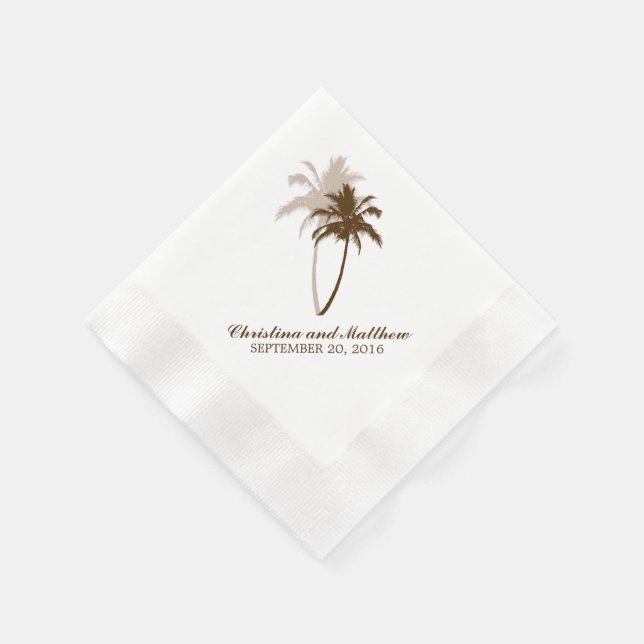 Braun Palm Trees Beach Hochzeit Serviette (Ecke)