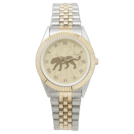 Braun Panther mit römischen Zahlen Armbanduhr