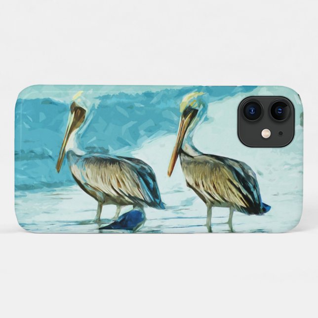 Braun Pelican in Winter Farben Abstraktes Design Case-Mate iPhone Hülle (Rückseite (Horizontal))
