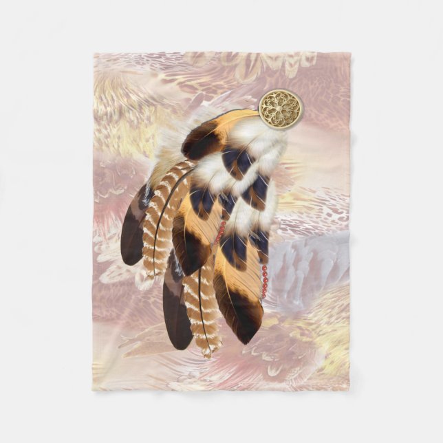 Braun Pelican oder Hawk Federn Trauzeuge Geschenk  Fleecedecke (Vorderseite)