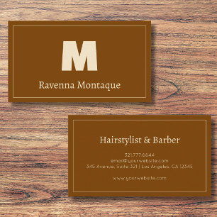 Braun personalisierter Monogrammbuchstabe Name Visitenkarte