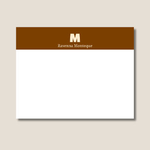 Braun Personalisierter Name Buchstabe Monogramm Mitteilungskarte