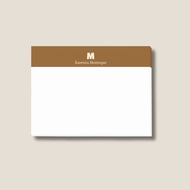 Braun personalisierter Name Buchstabe Monogramm Post-it Klebezettel (Von Creator hochgeladen)