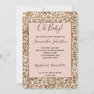 Braun Pfirsich Errötung Ombre Leoparden Druck   Einladung