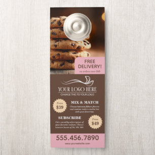 Braun Pink Cookie Bäckerei Geschäft Marketing Türanhänger