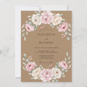 Braun Ranunculus Eukalyptus Hochzeit Einladung