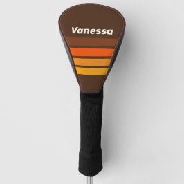 Braun Retro Across Streifen mit Namen Golf Headcover