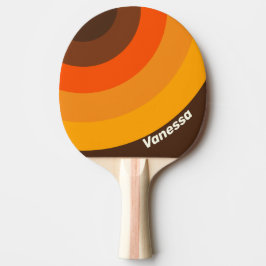 Braun Retro-Kreisstreifen mit Namen Tischtennis Schläger