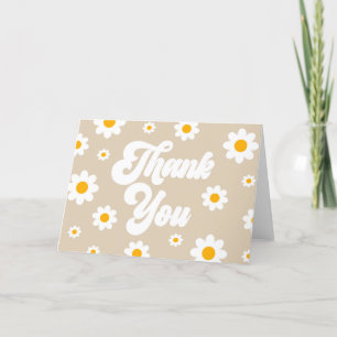Braun Retro-Margerite-Blumenparty Dankeskarte