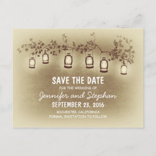 Braun-Romantik-Nachtleuchten Save the Date Ankündigungspostkarte