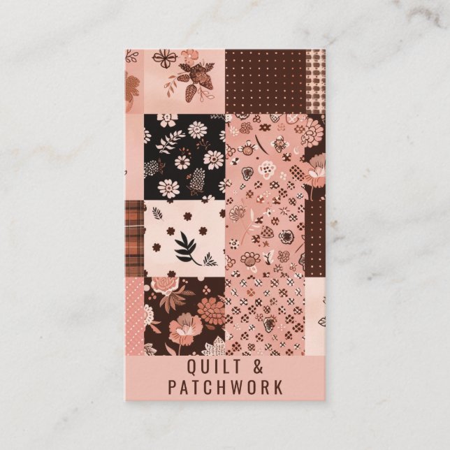 Braun Rosa Quilt Patchwork Handmade Kleidung  Visitenkarte (Vorderseite)