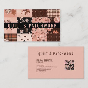Braun Rosa Quilt Patchwork Handmade Kleidung Visitenkarte