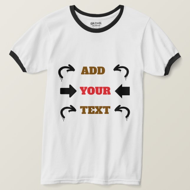 Braun Rot Schwarz Text Grafikdesign T-Shirt (Design vorne)