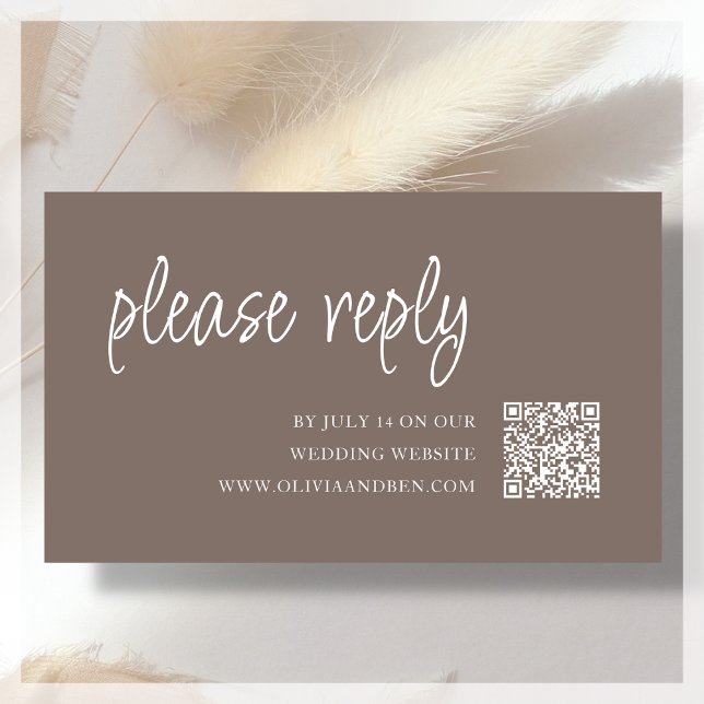 Braun | RSVP QR Code für Hochzeiten Begleitkarte (Von Creator hochgeladen)