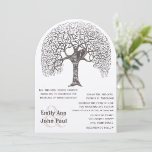 Braun Rustic Tree Love Bird Woodland Hochzeit Einladung