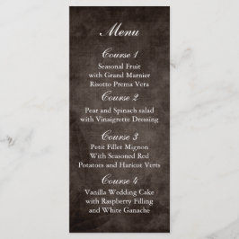 Braun-Rustikal-Massagejar Hochzeitsmenü Menükarte