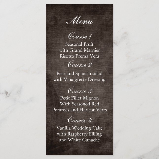 Braun-Rustikal-Massagejar Hochzeitsmenü Menükarte (Vorderseite)